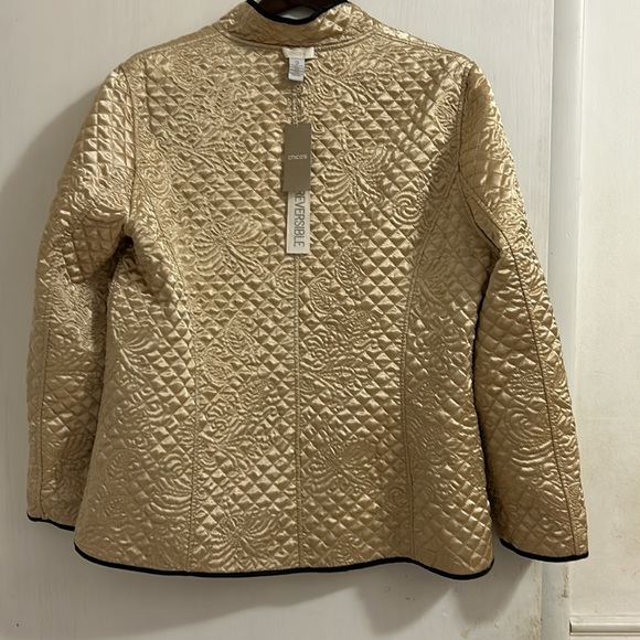 NWT Chico's Women's Quilted Open Front Reversible Blazer Jacket, Snake Print. - Picture 7 of 10